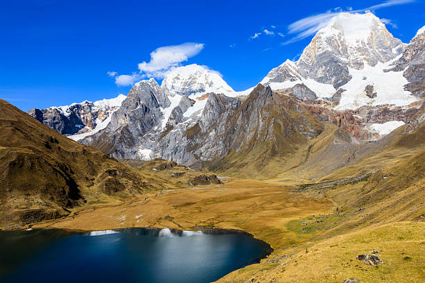 High altitude view of the Cordillera Blanca in Peru.